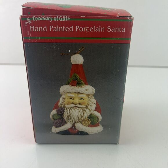Vintage 1994 Artmark Hand Painted Porcelain Santa Claus Ornament Bell Christmas - Picture 1 of 8
